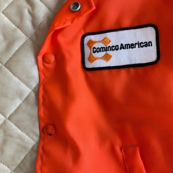 VINTAGE Weathercaster Patch Cominco American Orange Jacket Bomber Coat Medium - Picture 5 of 7
